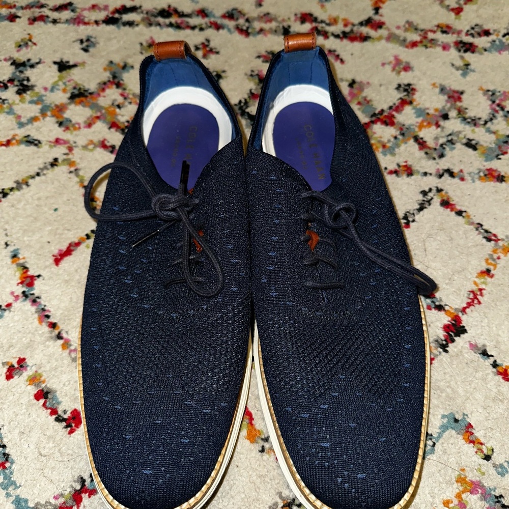 Cole Haan Blue Knit Oxford Shoes with Elevated Sole